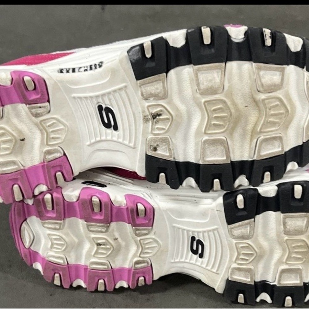 Skechers White, Pink & Black Geometric Accent Sneakers - Picture 5 of 5